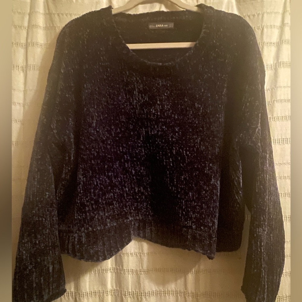 Women's Navy Cropped Sweater